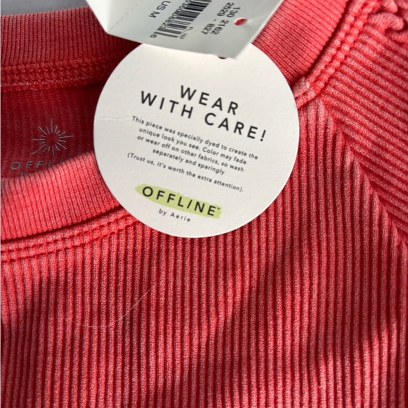NWT OFFLINE By Aerie Big Chill Seamless Long Sleeve T-Shirt Crop‎ Top Orange. - Picture 4 of 9